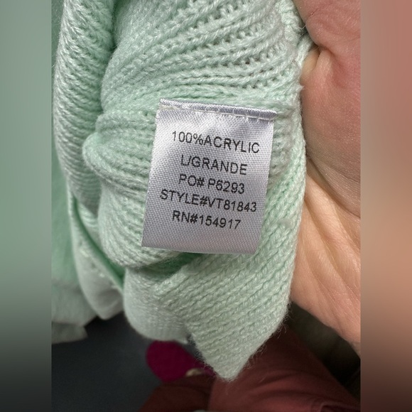 Vine & Love Light Green Poncho Sweater - Picture 3 of 3